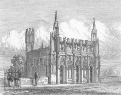 Figure 7. St Mary’s Chapel on Wakefield Bridge, 1851 (Higham 1851 [Engraving; Image Reference: xl02643] At: http://www.twixtaireandcalder.org.uk). Everything from bridge level was rebuilt in 1848. Image courtesy of Wakefield Council.